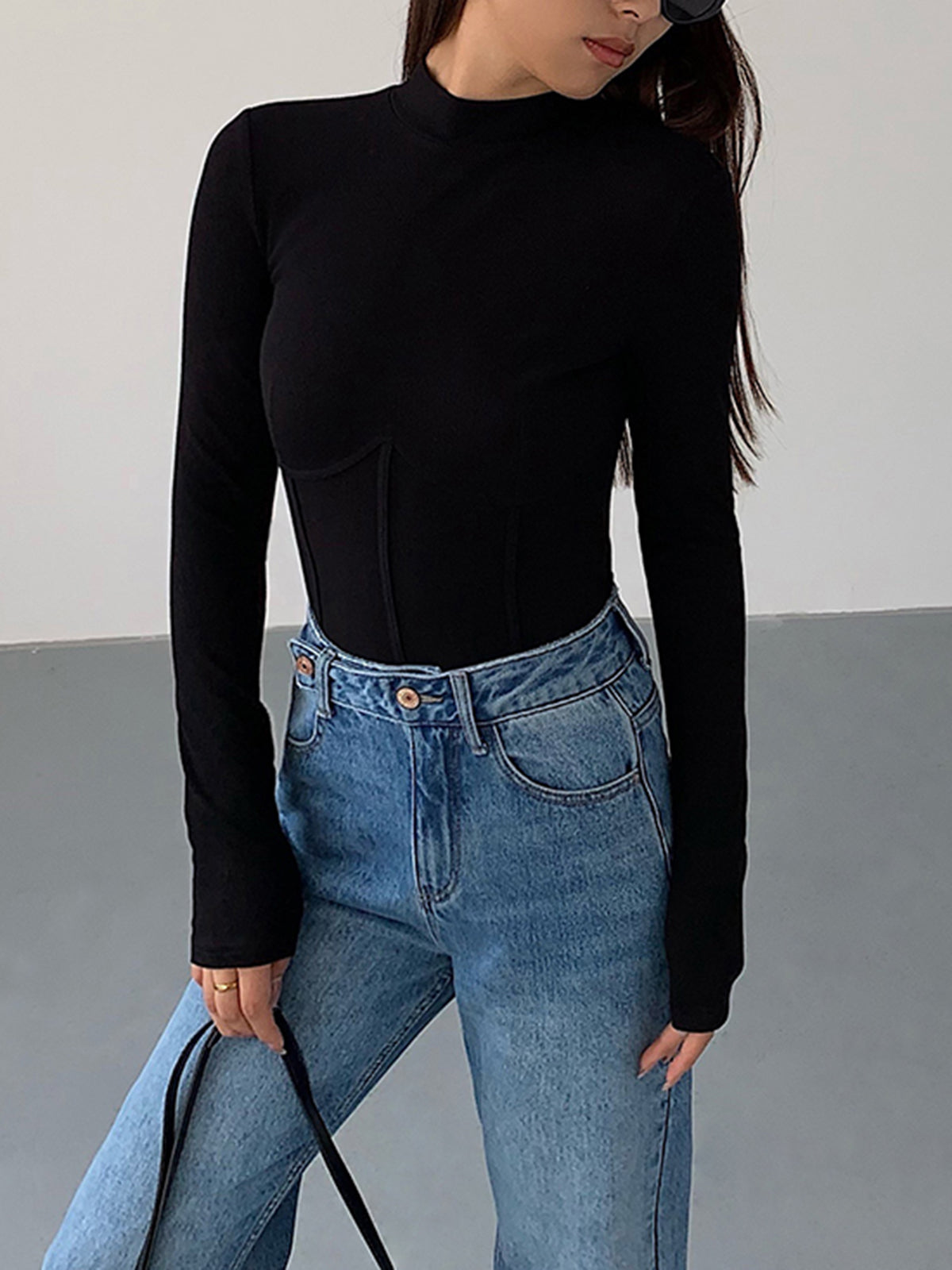Lucy - Slim T-shirt met Nephals en Bies