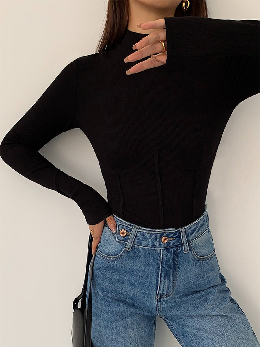Lucy - Slim T-shirt met Nephals en Bies
