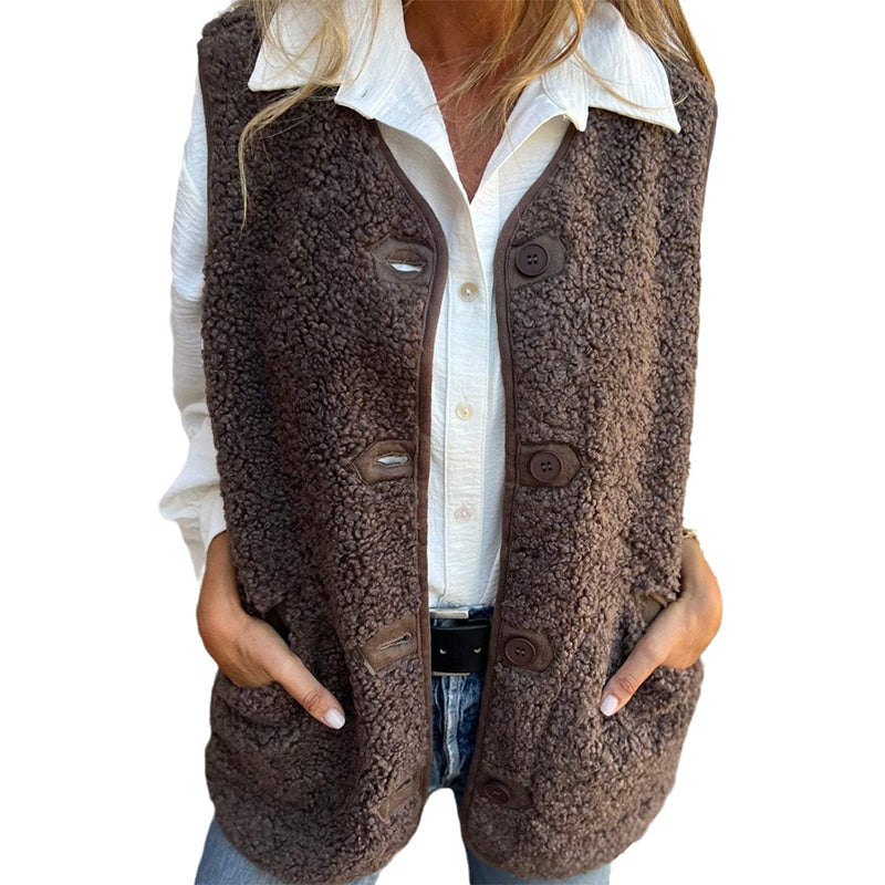 Mouwloos Vest Bruin | Damesvest met klassiek ontwerp en veelzijdige stijl