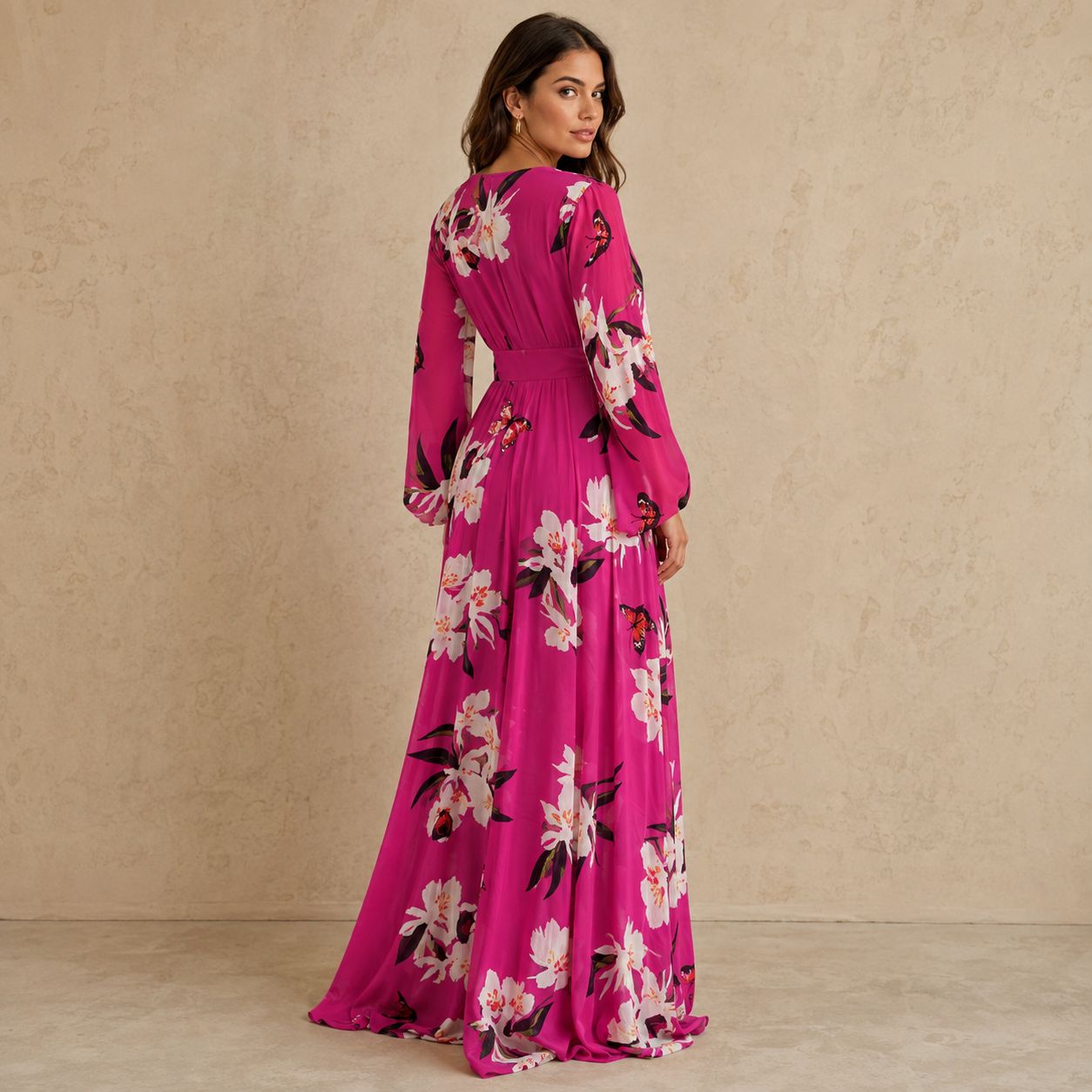 Dames V-Hals Maxi Jurk – Comfortabel, Bloemenprint, Geschikt voor Dag- en Avondkleding
