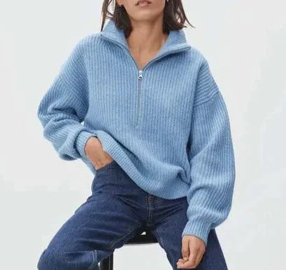 Maxxine trui dames | Gebreide trui met ritssluiting en casual pasvorm