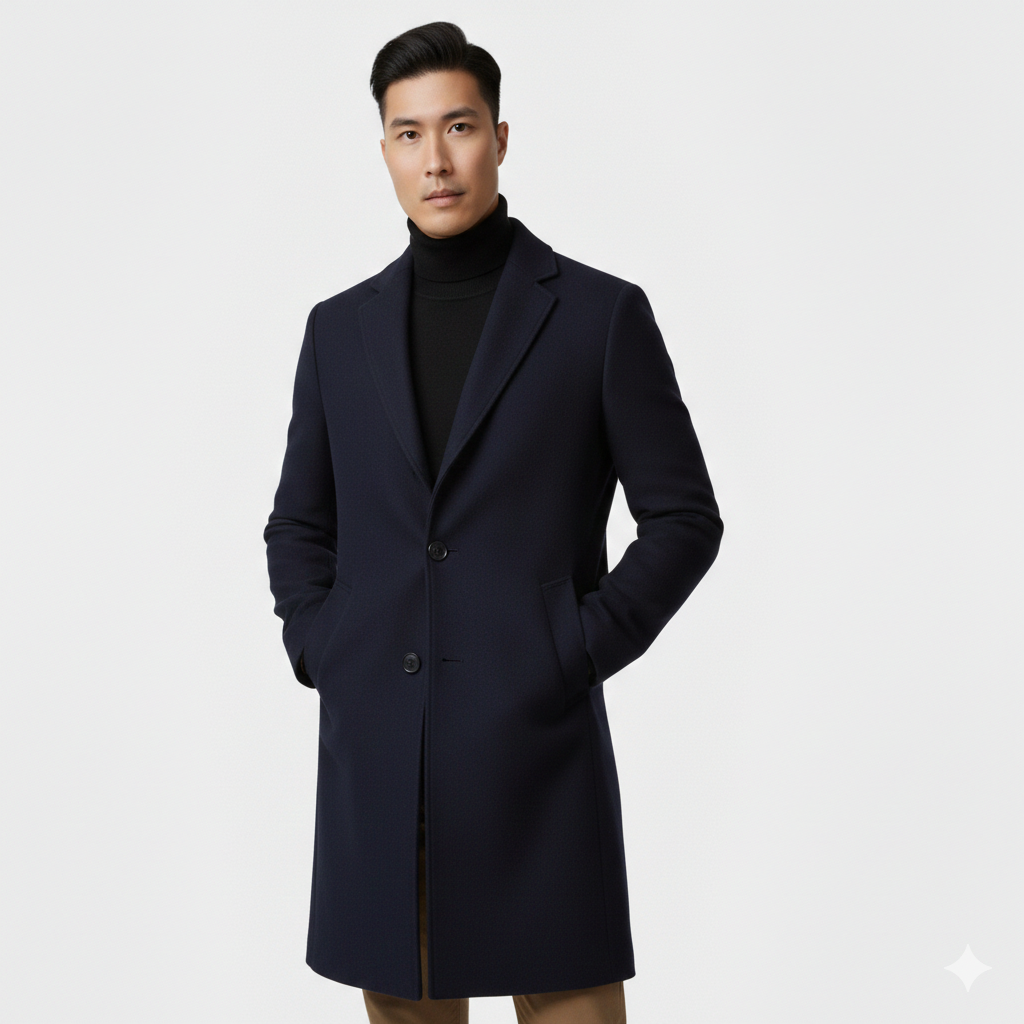 Heren Overjas Kniehoogte - Slim Fit Enkelrijs Model
