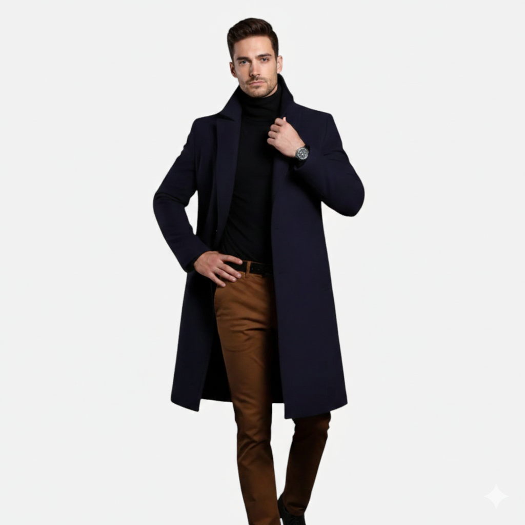 Heren Overjas Kniehoogte - Slim Fit Enkelrijs Model
