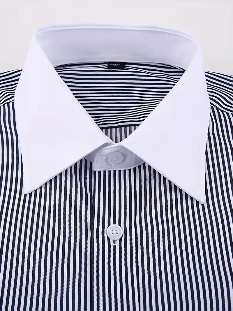 Heren Overhemd met Opstaande Kraag - Lange Mouw Zakelijk Shirt
