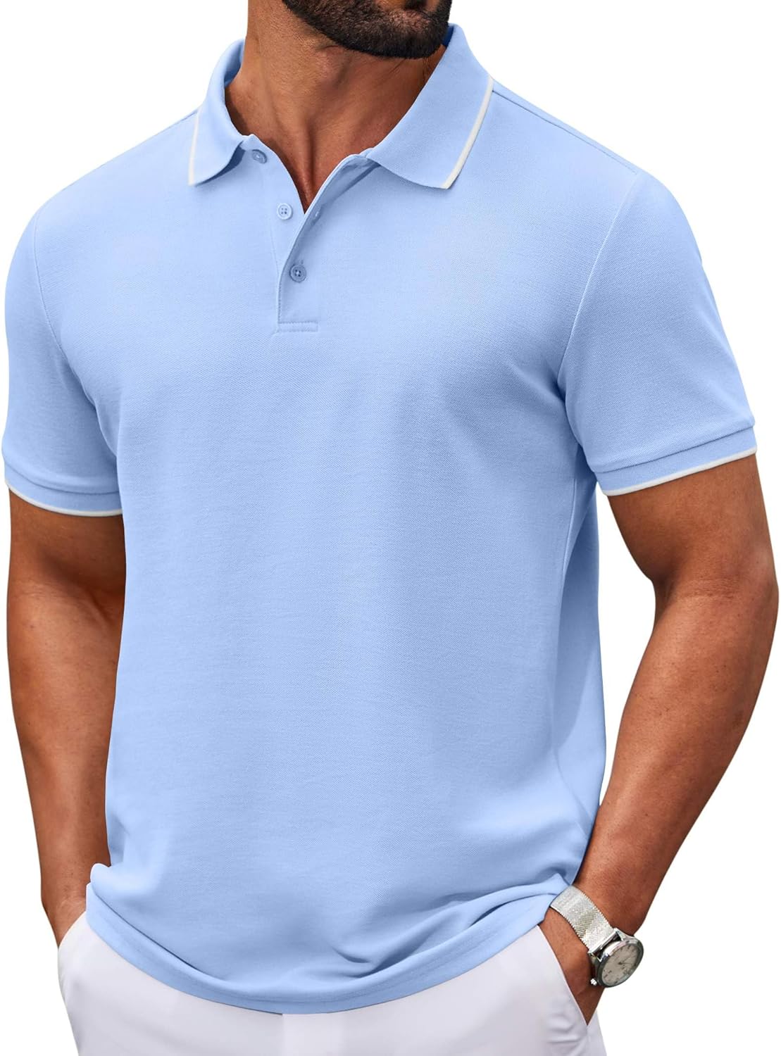 Heren Slim Fit Polo – Casual voor Dagelijks Gebruik, Met Knopen en Korte Mouwen