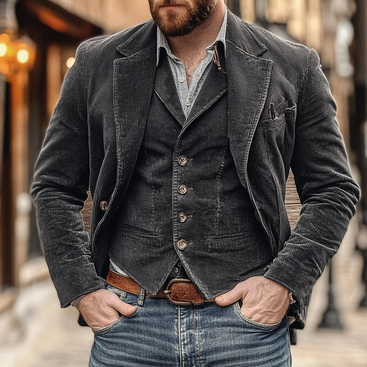Emrick | Men's Vintage Corduroy Blazer Two-Piece Vest Set