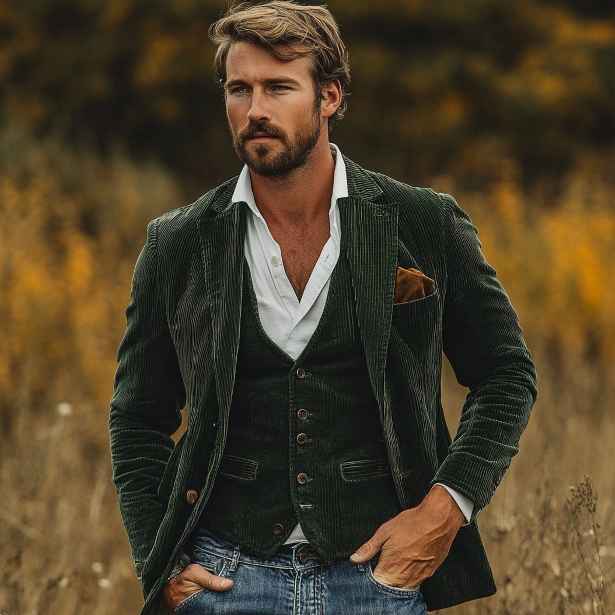 Emrick | Men's Vintage Corduroy Blazer Two-Piece Vest Set