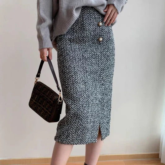 Midi Tweed Rok
