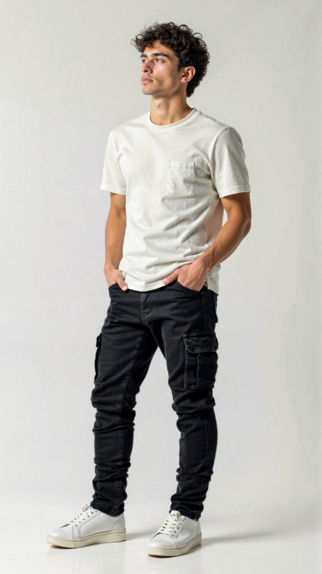 Heren Slim Fit Cargo-Broek – Met Rits en Elastische Taille, Geschikt voor Casual en Outdoor Gebruik