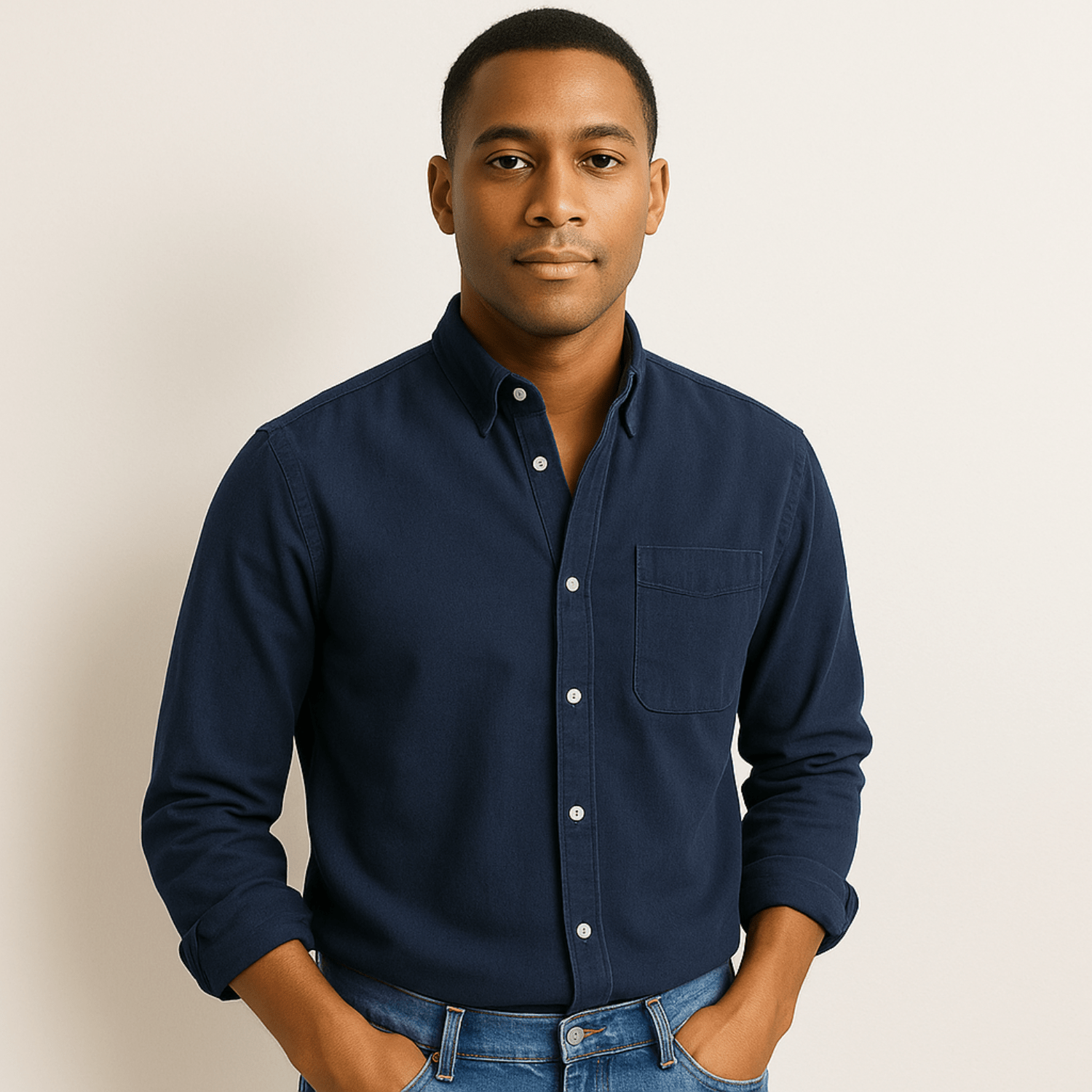 Heren Slim Fit Overhemd – Lange Mouwen, Geschikt voor Werk en Dagelijks Gebruik