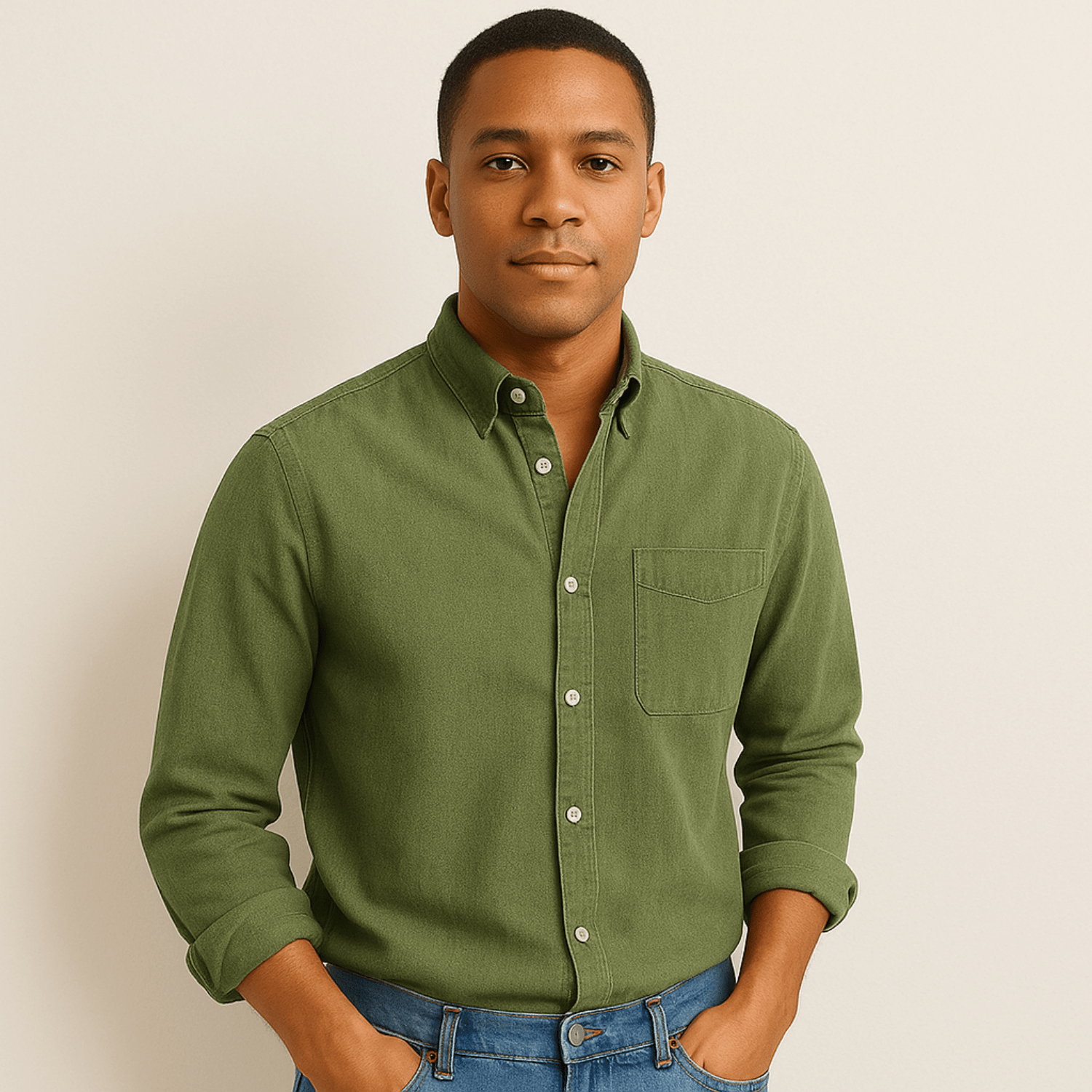 Heren Slim Fit Overhemd – Lange Mouwen, Geschikt voor Werk en Dagelijks Gebruik