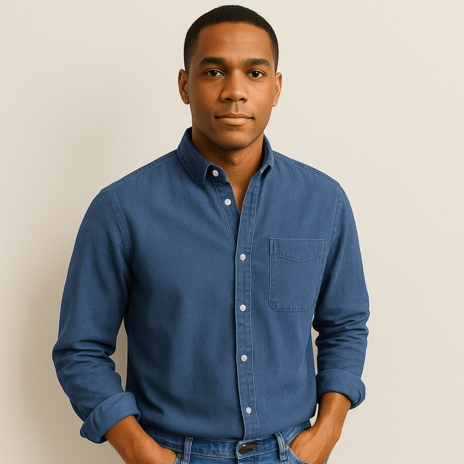 Heren Slim Fit Overhemd – Lange Mouwen, Geschikt voor Werk en Dagelijks Gebruik