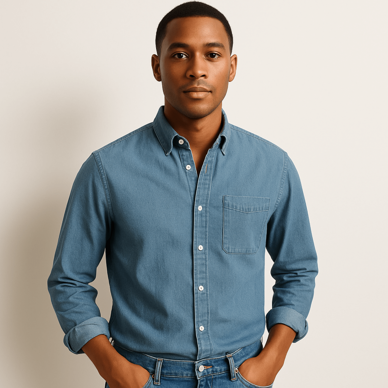 Heren Slim Fit Overhemd – Lange Mouwen, Geschikt voor Werk en Dagelijks Gebruik