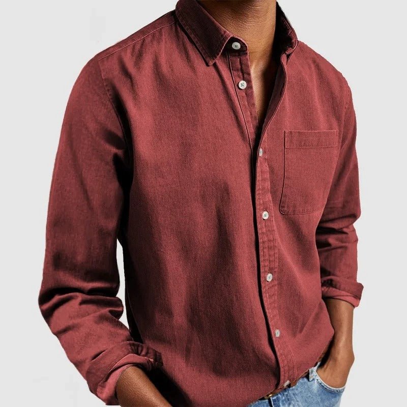 Heren Slim Fit Overhemd – Lange Mouwen, Geschikt voor Werk en Dagelijks Gebruik
