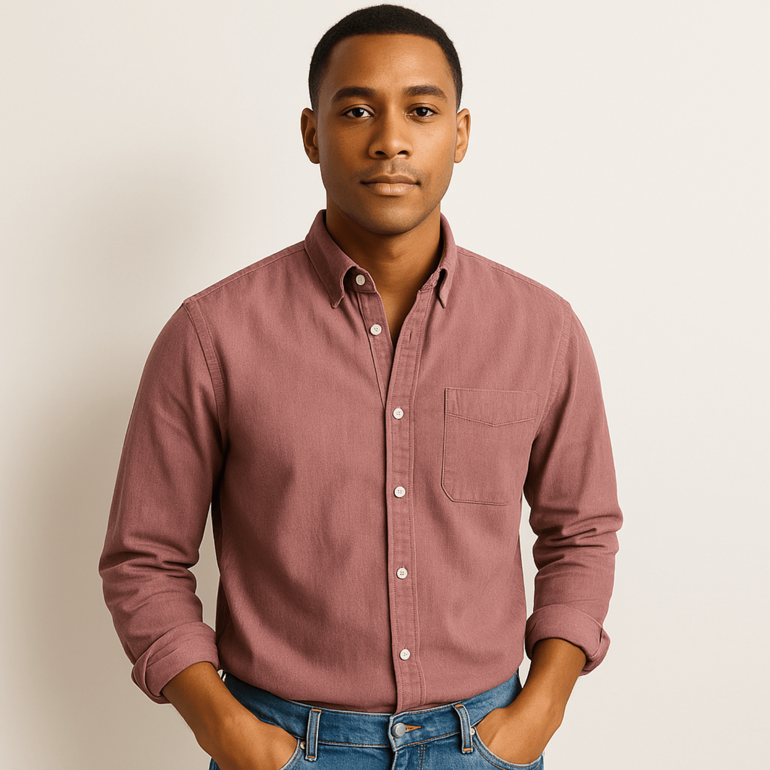 Heren Slim Fit Overhemd – Lange Mouwen, Geschikt voor Werk en Dagelijks Gebruik