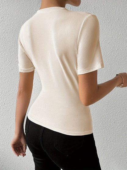 Witte nauwsluitende top met korte mouwen