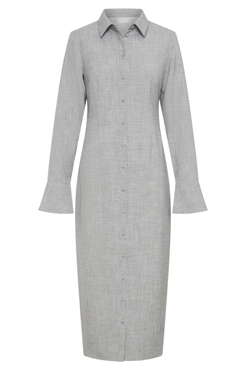 Nisa midi jurk dames | Getailleerde shirtjurk met kraag en elegante pasvorm