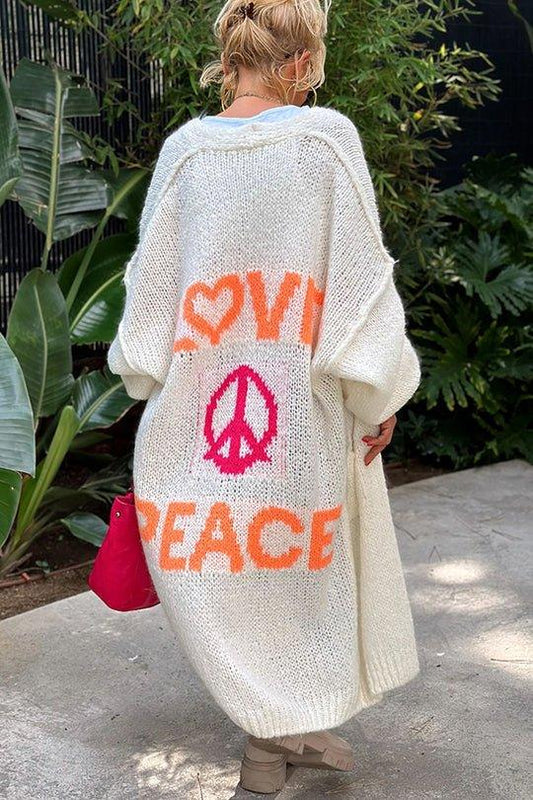 Dunya - Vintage Oversized Love En Peace Cardigan