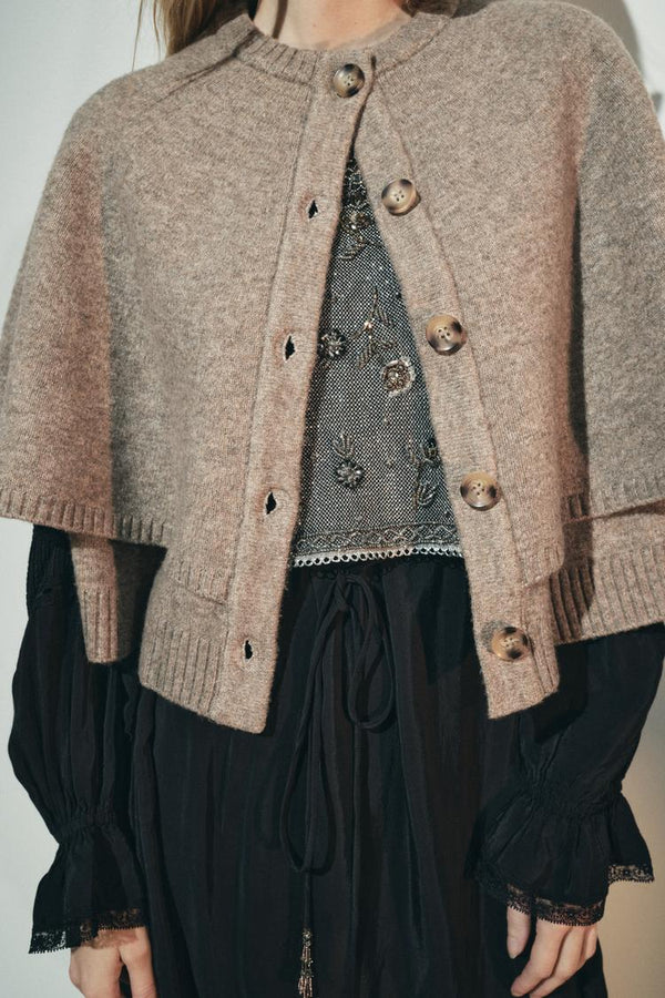 Oriana cape jas dames | Gebreide jas met korte mouwen en elegante pasvorm