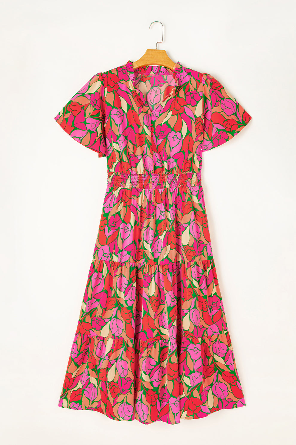 Pamela - Maxi Jurk Met Bloemenprint En Korte Mouwen