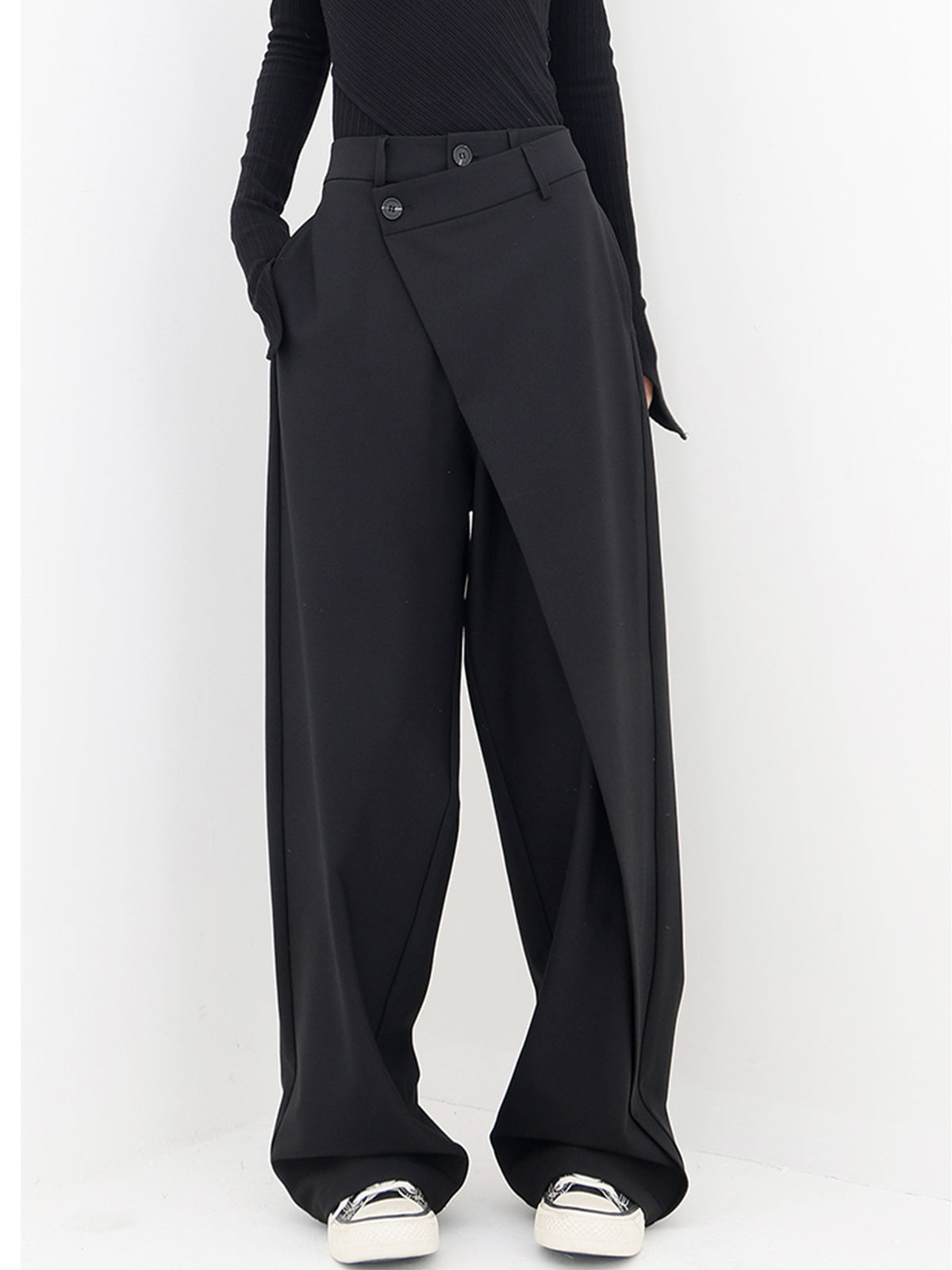 Penelope - Asymmetrische Gelaagde Wijde Broek met Knopen