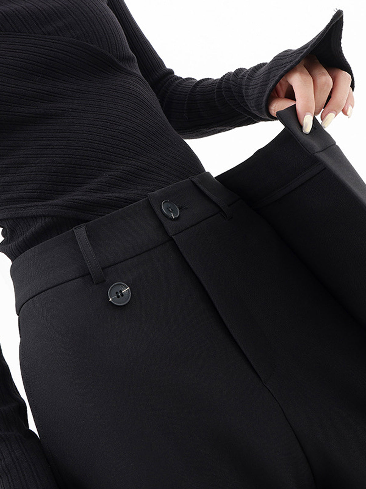 Penelope - Asymmetrische Gelaagde Wijde Broek met Knopen