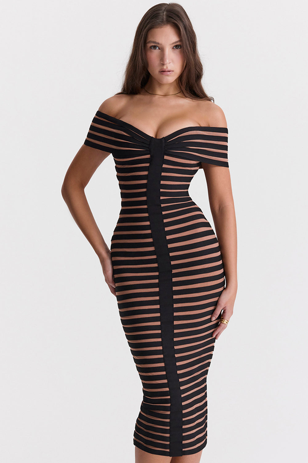 ICON |  Off-Shoulder Bodycon Maxi Jurk voor Dames