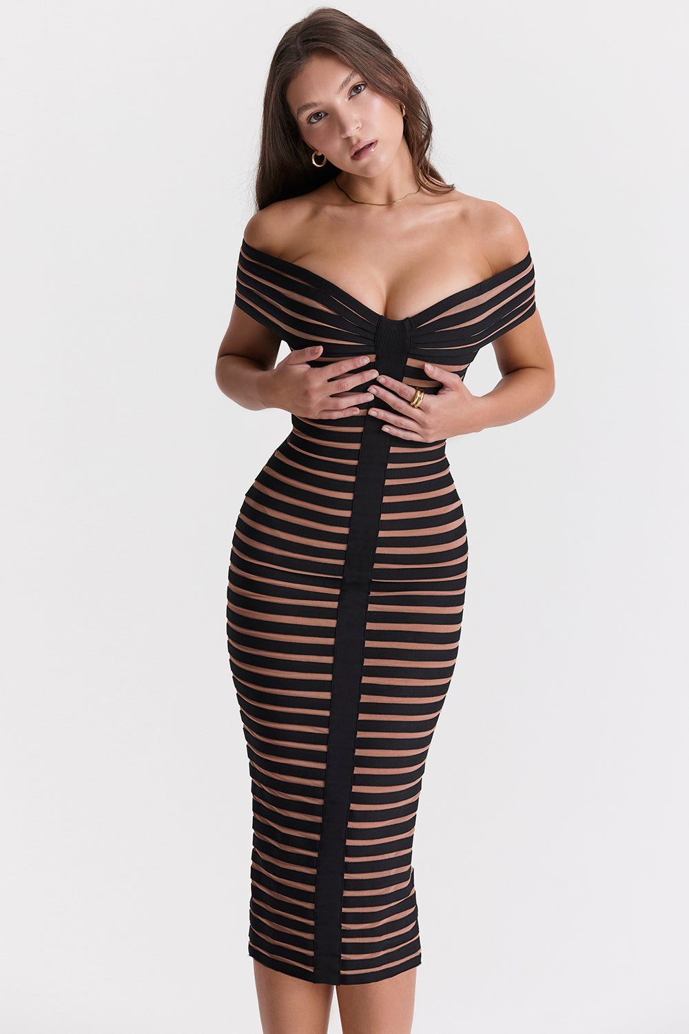 ICON |  Off-Shoulder Bodycon Maxi Jurk voor Dames