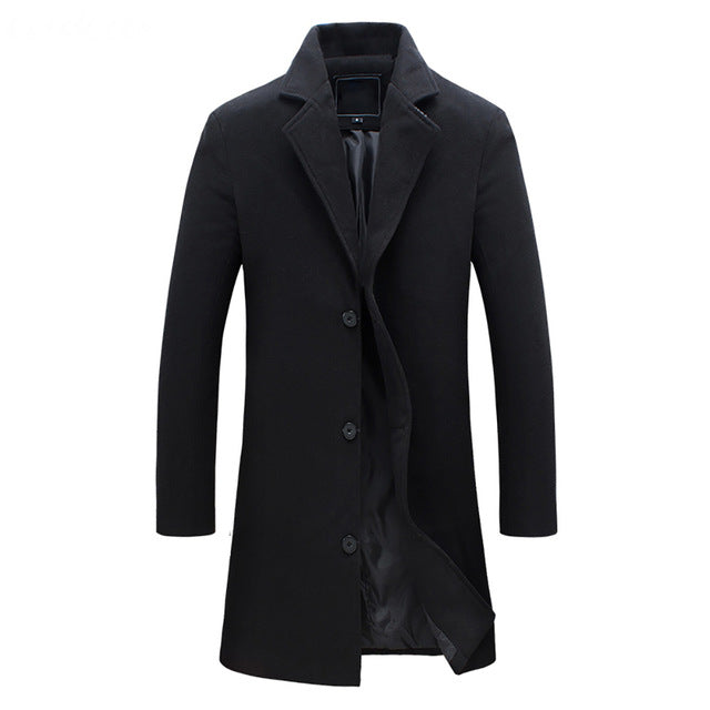 Heren Trenchcoat Winter – Gevoerde Wollen Overjas