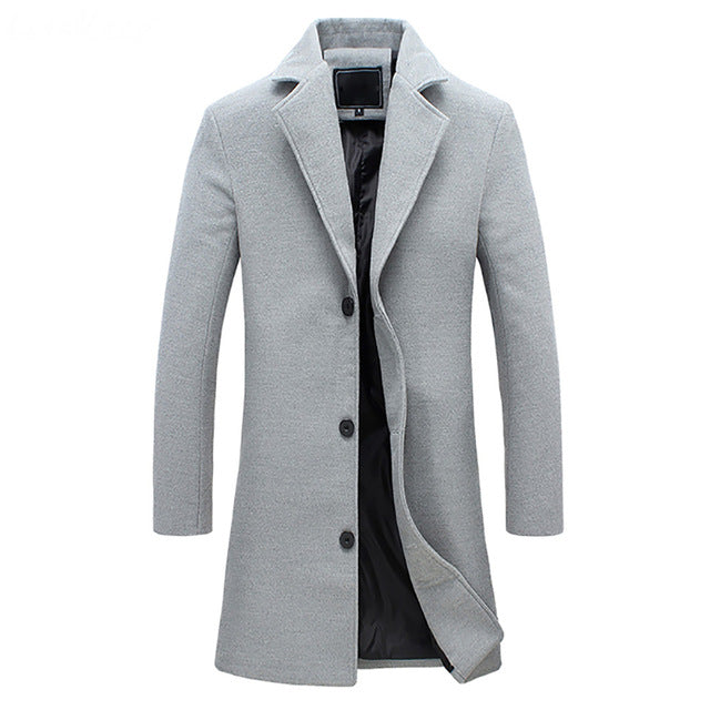 Heren Trenchcoat Winter – Gevoerde Wollen Overjas