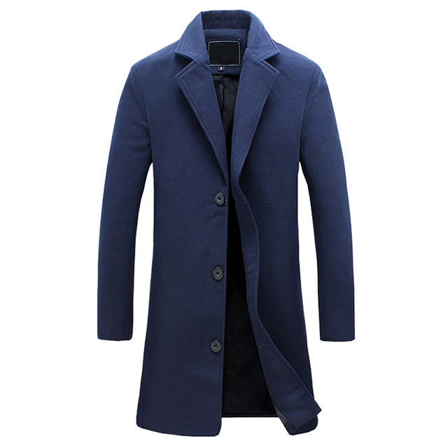 Heren Trenchcoat Winter – Gevoerde Wollen Overjas
