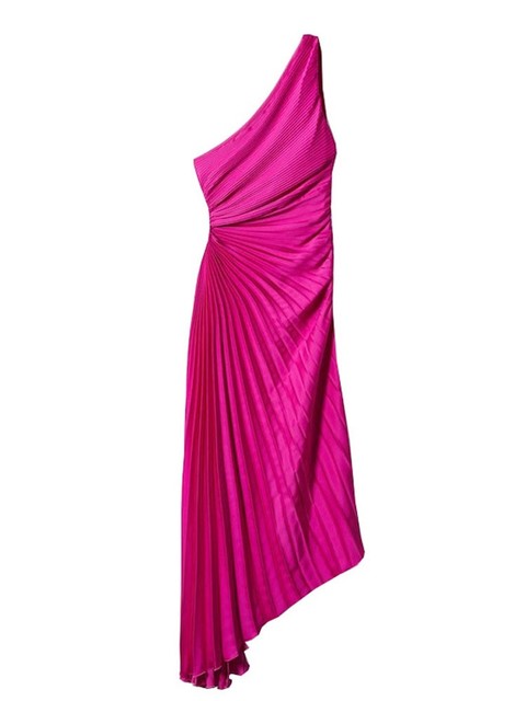 Maxi-jurk Dames – Eénschouder Plisséjurk met Asymmetrische Zoom voor Zomer Elegantie