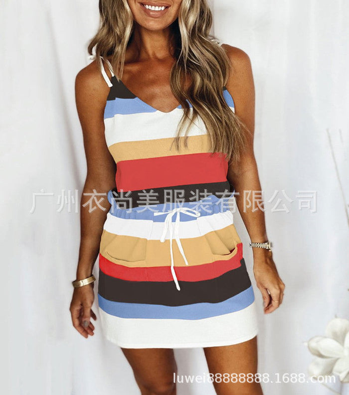 Corrie | Gestreepte Zomerjurk – Elastische Taille, Casual en Comfortabel