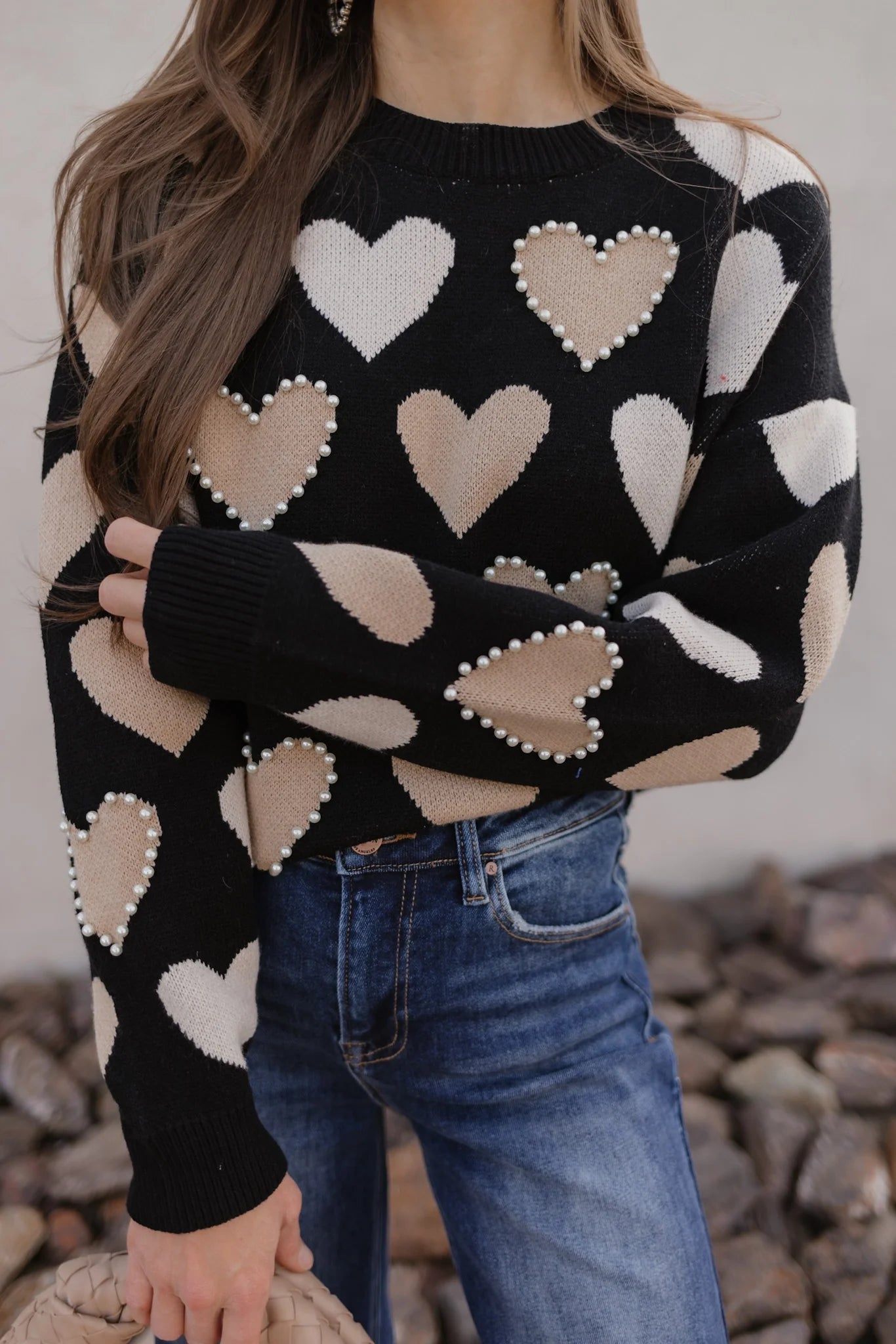 Rowena - Hearts Galore Luxe Trui met Pareldetail