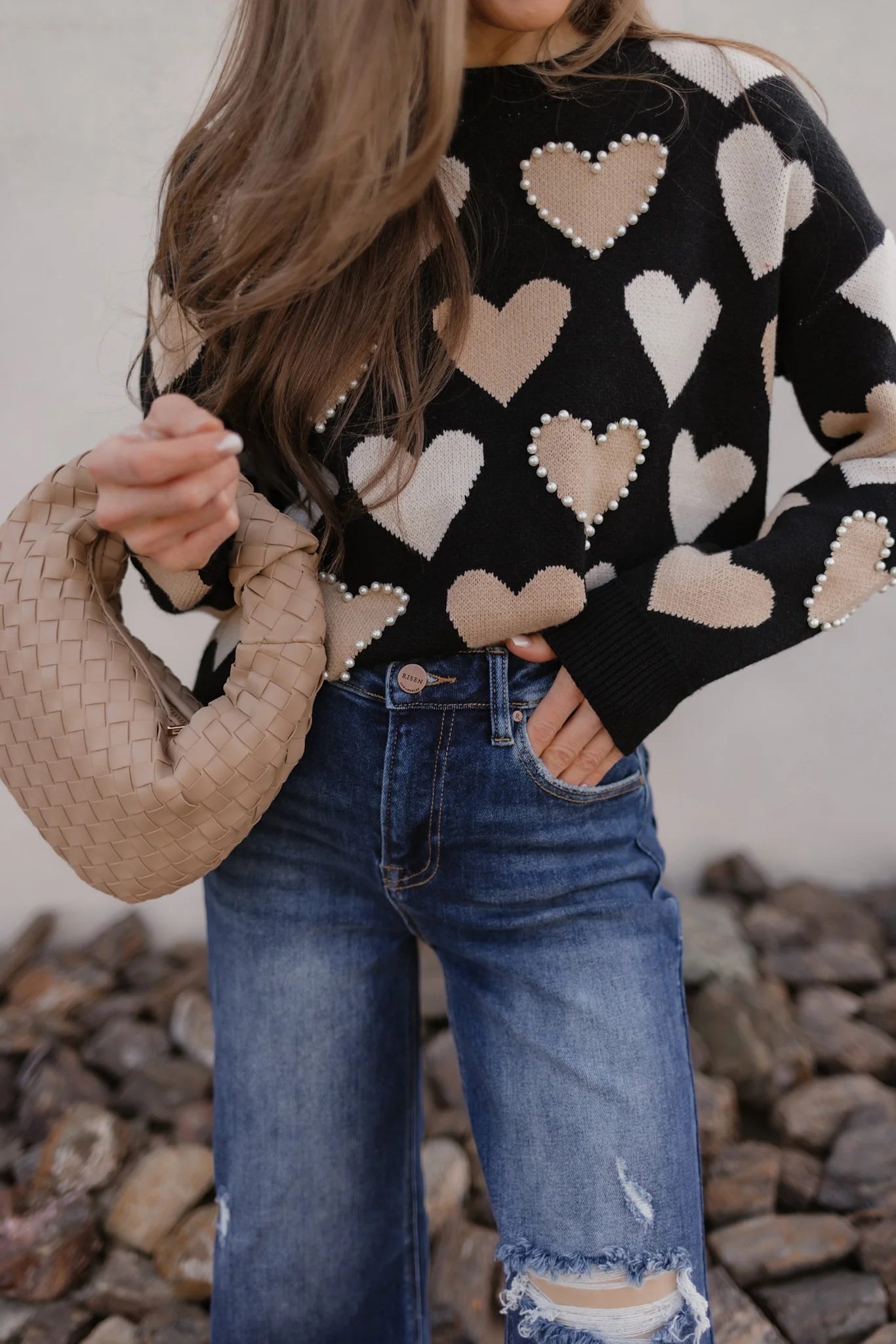 Rowena - Hearts Galore Luxe Trui met Pareldetail