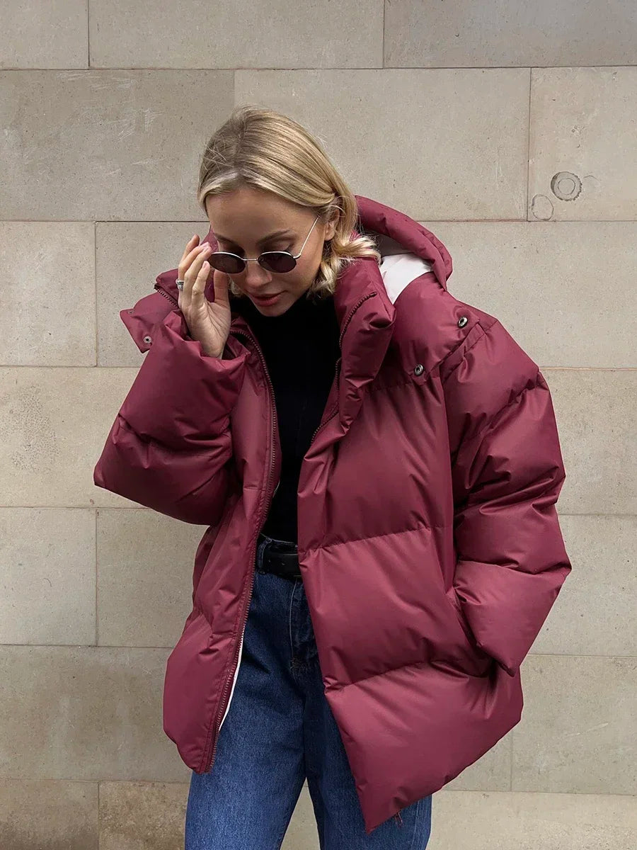 Oversized Winterjas | Dames jas met capuchon en gewatteerde voering