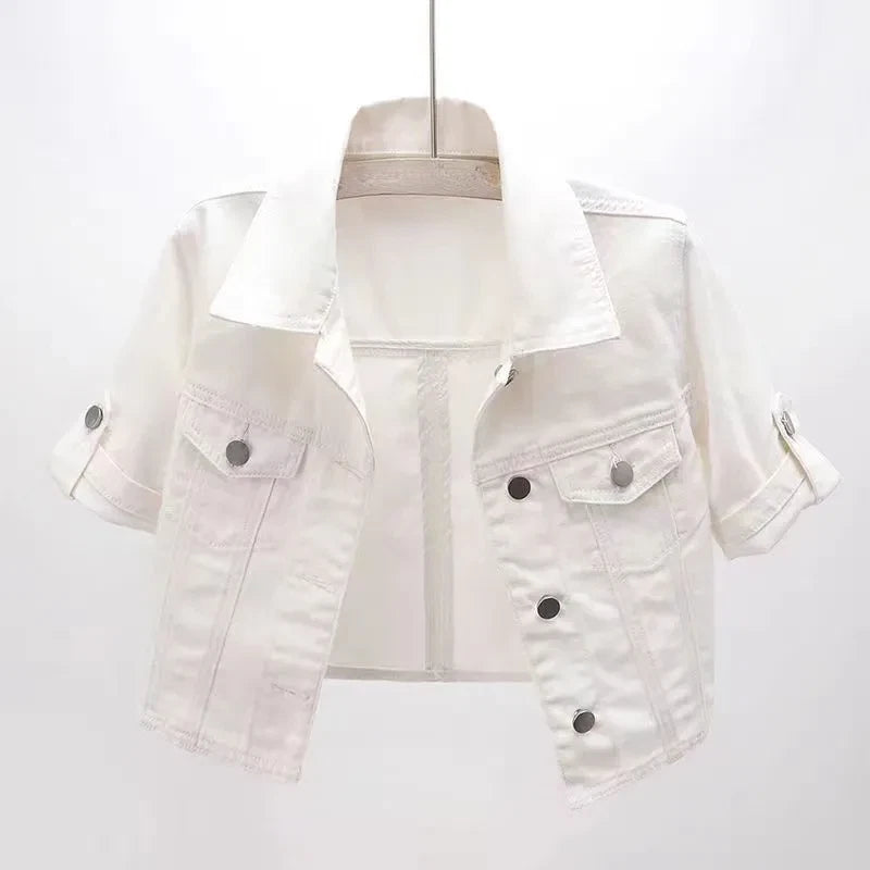 Colette | Dames Denim Jack – Kort Model, Korte Mouwen, Relaxte Fit