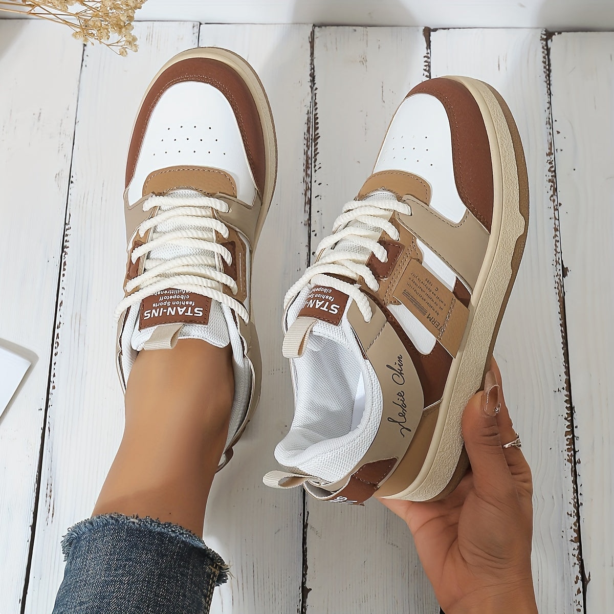 Sasha sneakers dames | Colorblock casual sneakers met trendy design en comfort