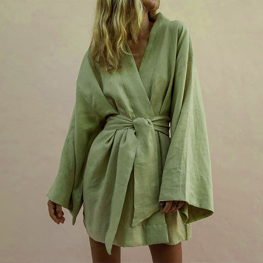 Scarlett - Elegante en Comfortabele Groene Kimono Jurk voor Vrouwen