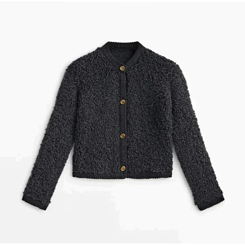 Ester | Dames cardigan met teddy knit en knopen