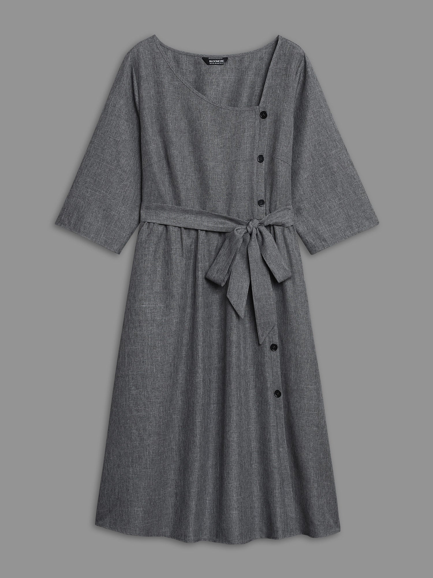 Seren - Midi Jurk met asymmetrische halslijn Riemzakken