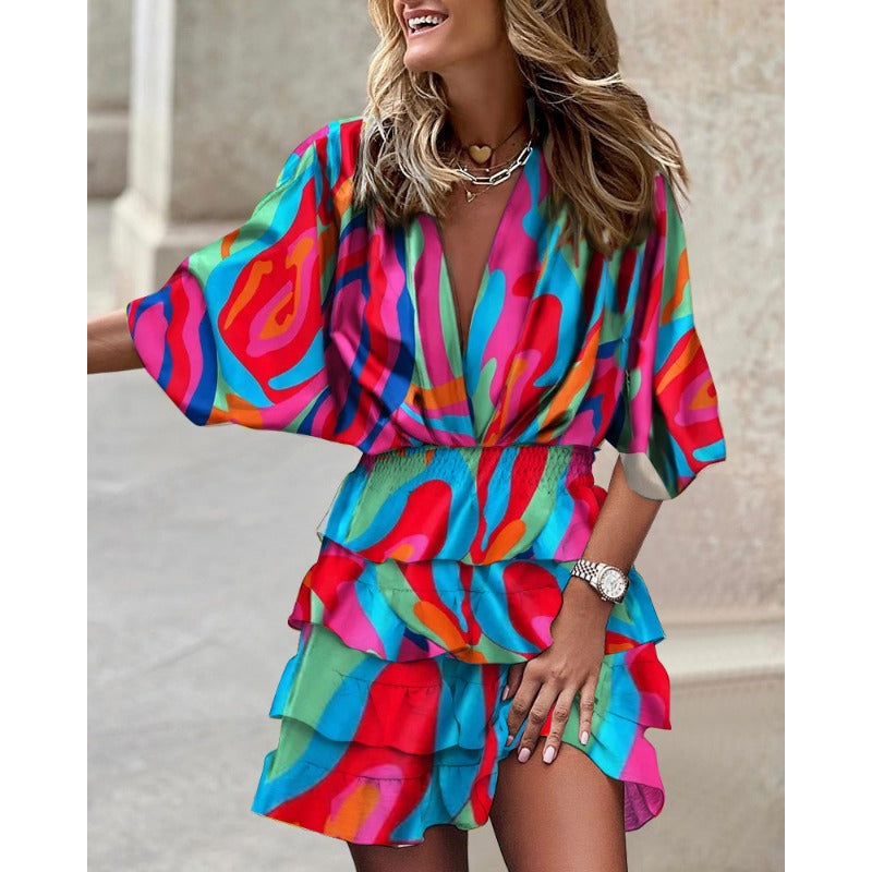 Shanelle - Trendy Meerkleurige Zomerjurk
