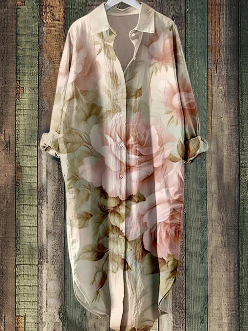 MM | Midi-jurk met knoopjes en bloemenprint