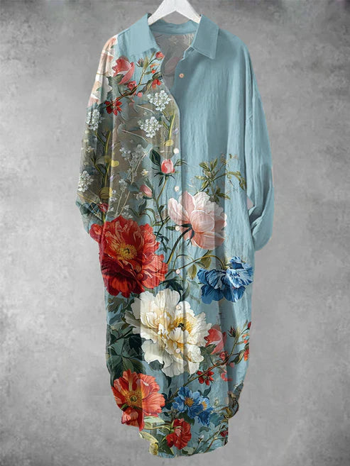 MM | Midi-jurk met knoopjes en bloemenprint