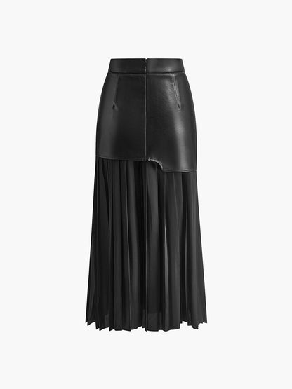 Stella - Asymmetrische patchwork chiffon geplooide midi-rok