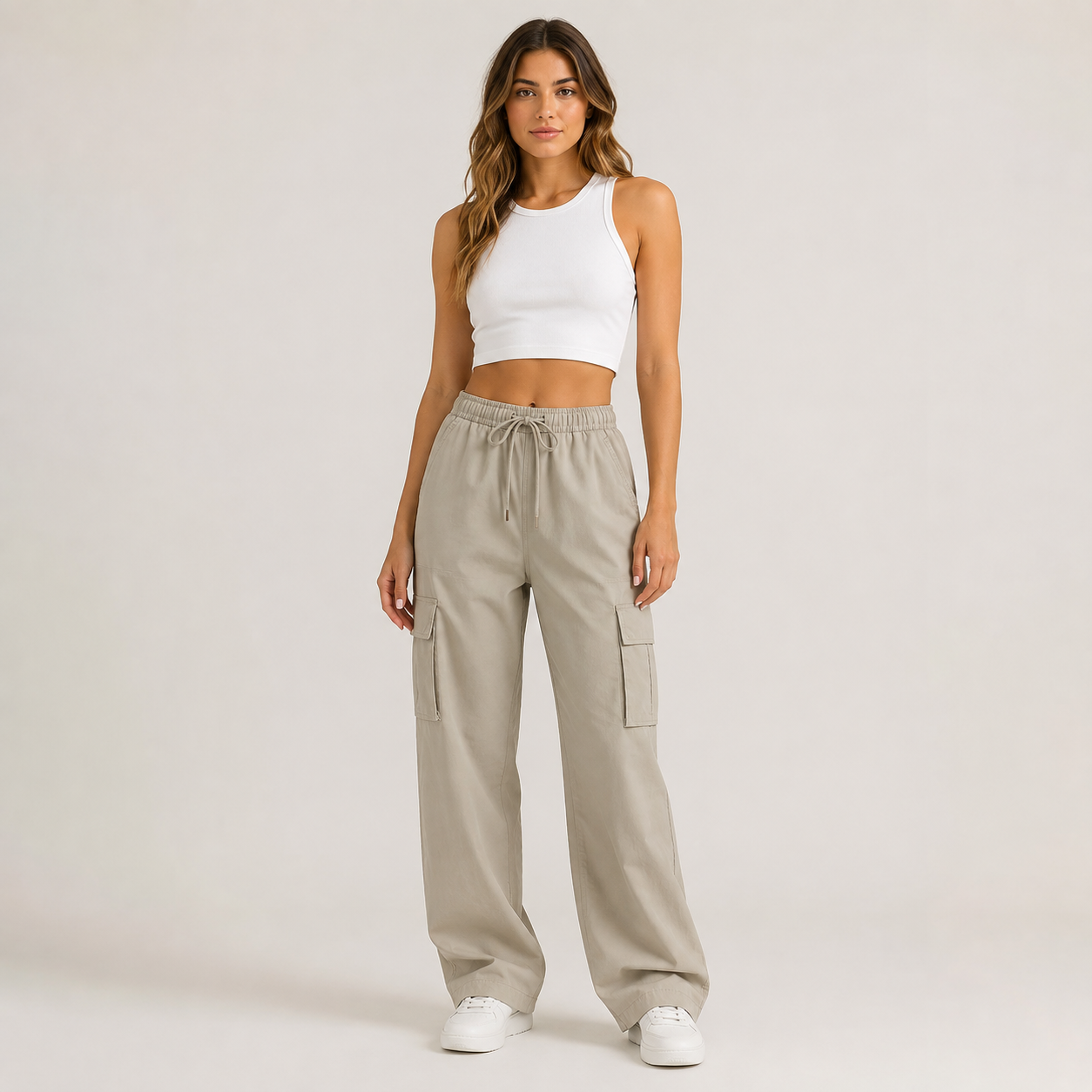 Dames Cargobroek met Trekkoord en Zakken - Casual Broek