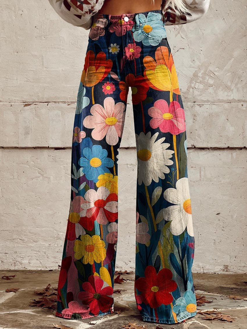 Tilda - Bloemdecor Wide Leg Broek Voor Dames