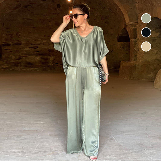 Tyrell - Elegante Oversized Tweedelige Set Met V-Hals