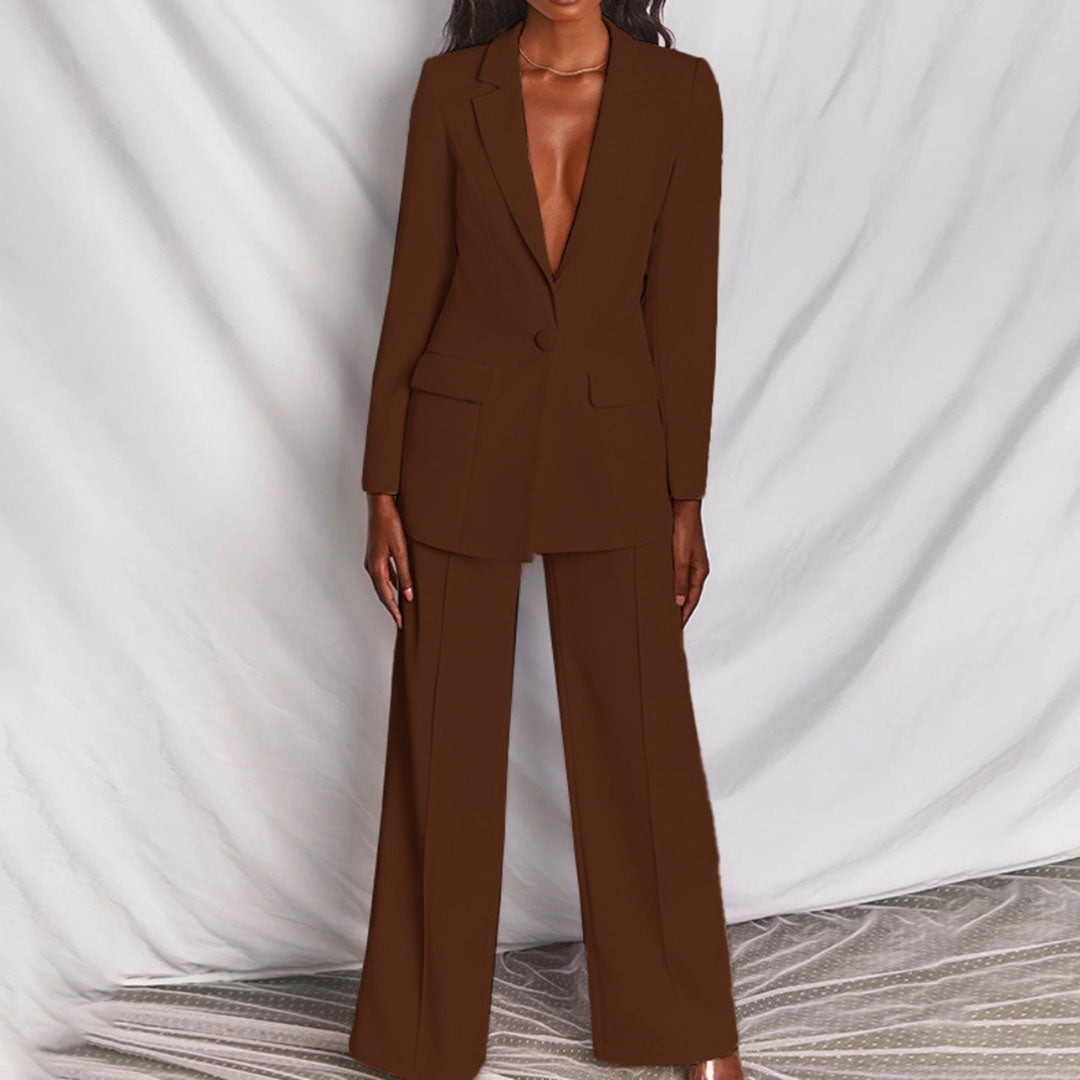 Blazer- en Pantalonset Dames – Getailleerd en Professioneel Design