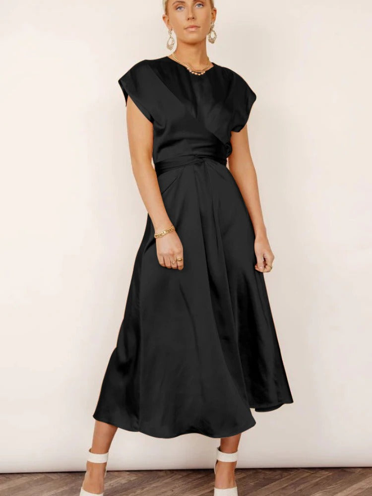 Eveline - Elegante Satijnen Wikkel Midi Jurk voor dames